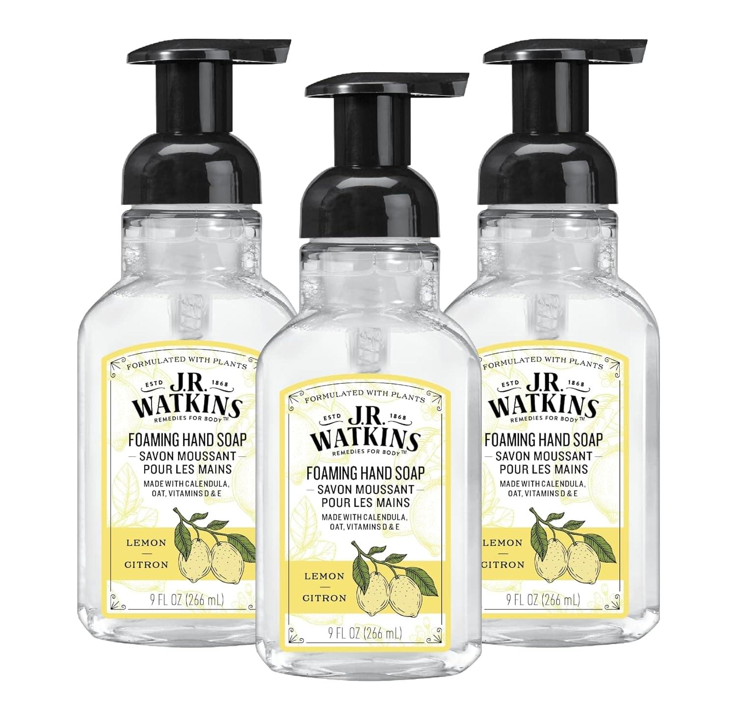 j.r. watkins foaming hand soap with pump dispenser